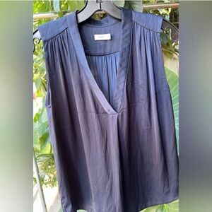 Vince v neck flowy navy blue blouse